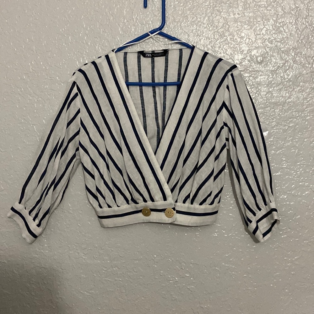 Zara Black & White Blouse